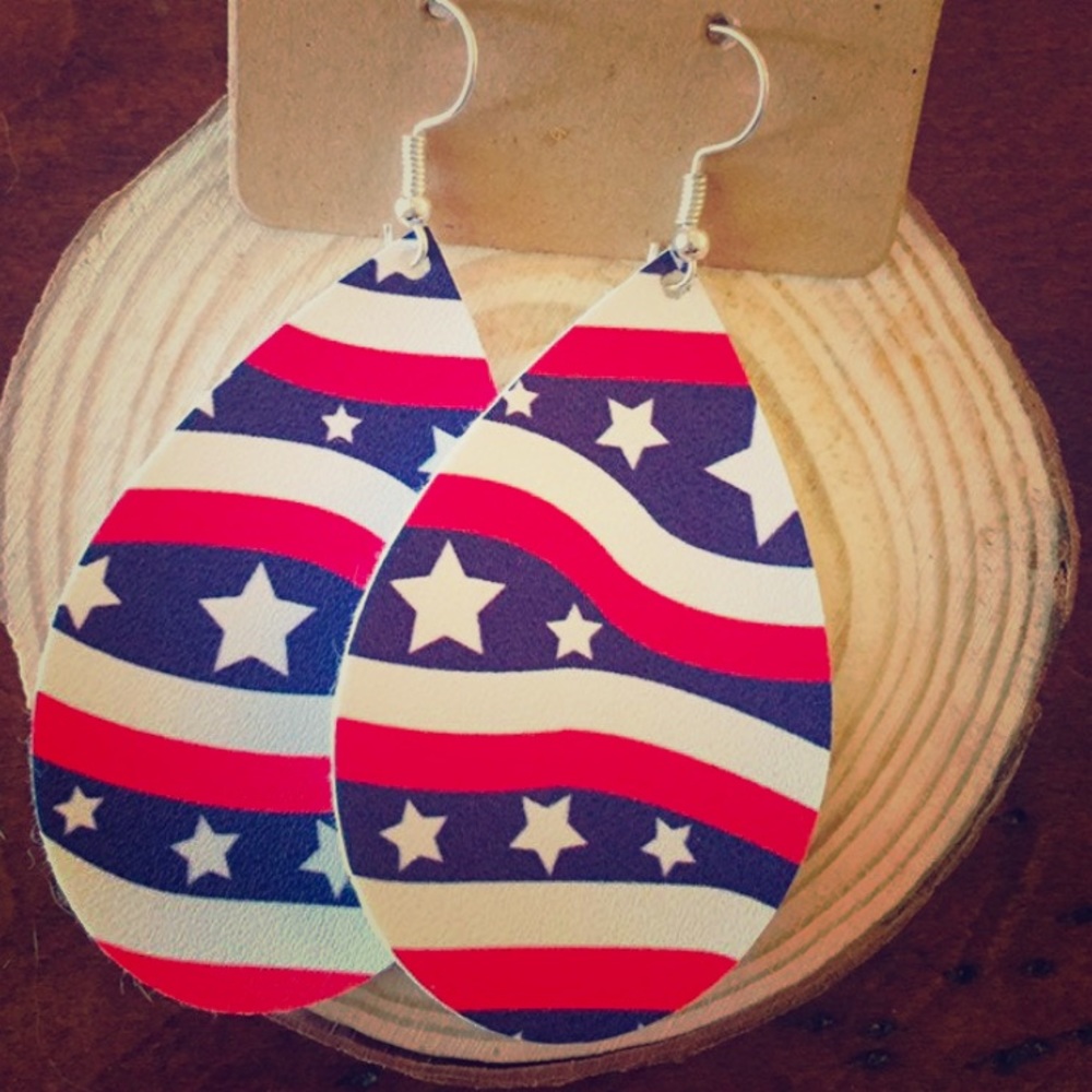 Stars & Stripes patriotic teardrop earrings